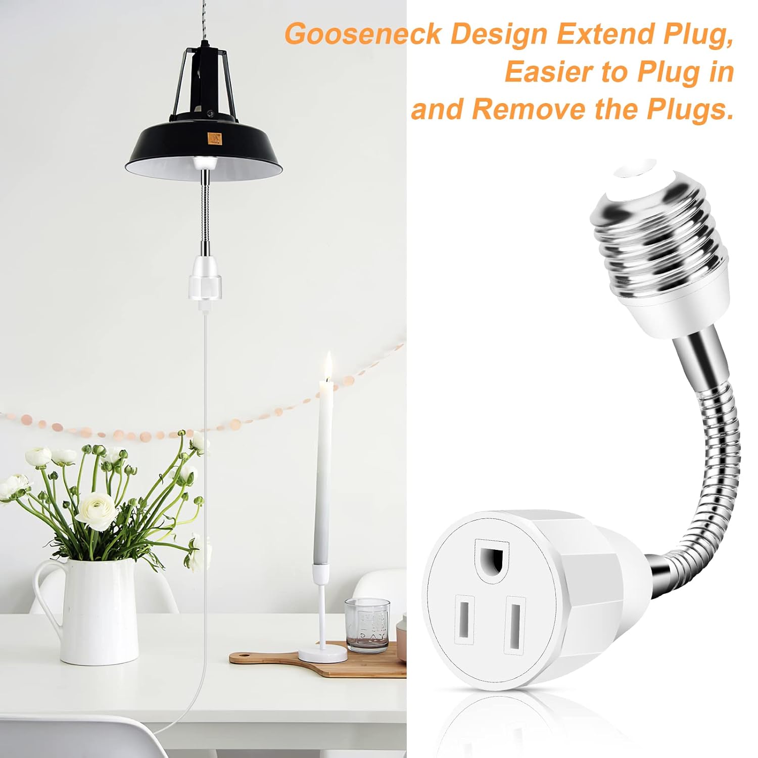 Buy 3 Prong Light Socket to Plug Adapter E26/ E27 Outlet Socket Adapter