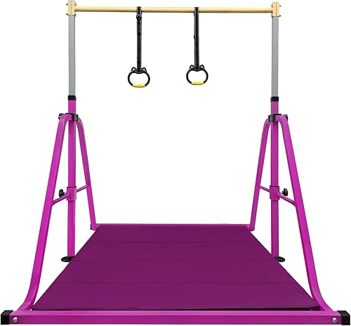 Miniatura 8 de Peakpath Barra de gimnasia, altura ajustable de 3 a 5 pies y equipo de gimnasia plegable para niños de 3 a 15 años, ideal para entrenamiento en