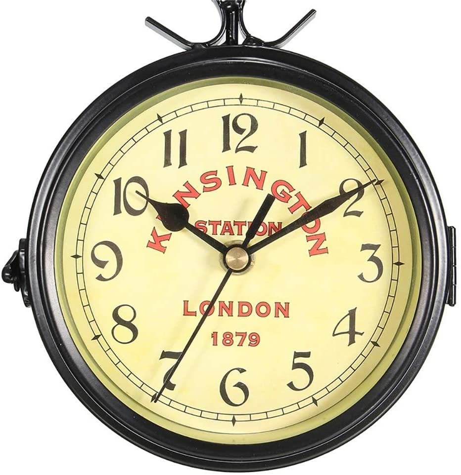 Horloge murale double face en métal au design de gare rétro chic - 3