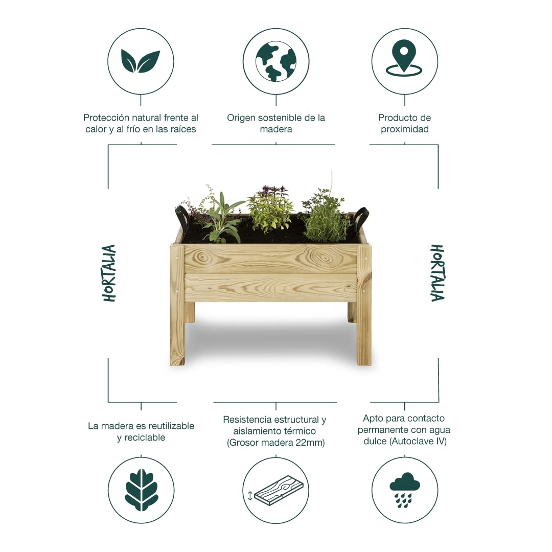 Hortalia Leo - Huerto Urbano Kit de Cultivo, Talla S, 60 x 40 x 40 cm
