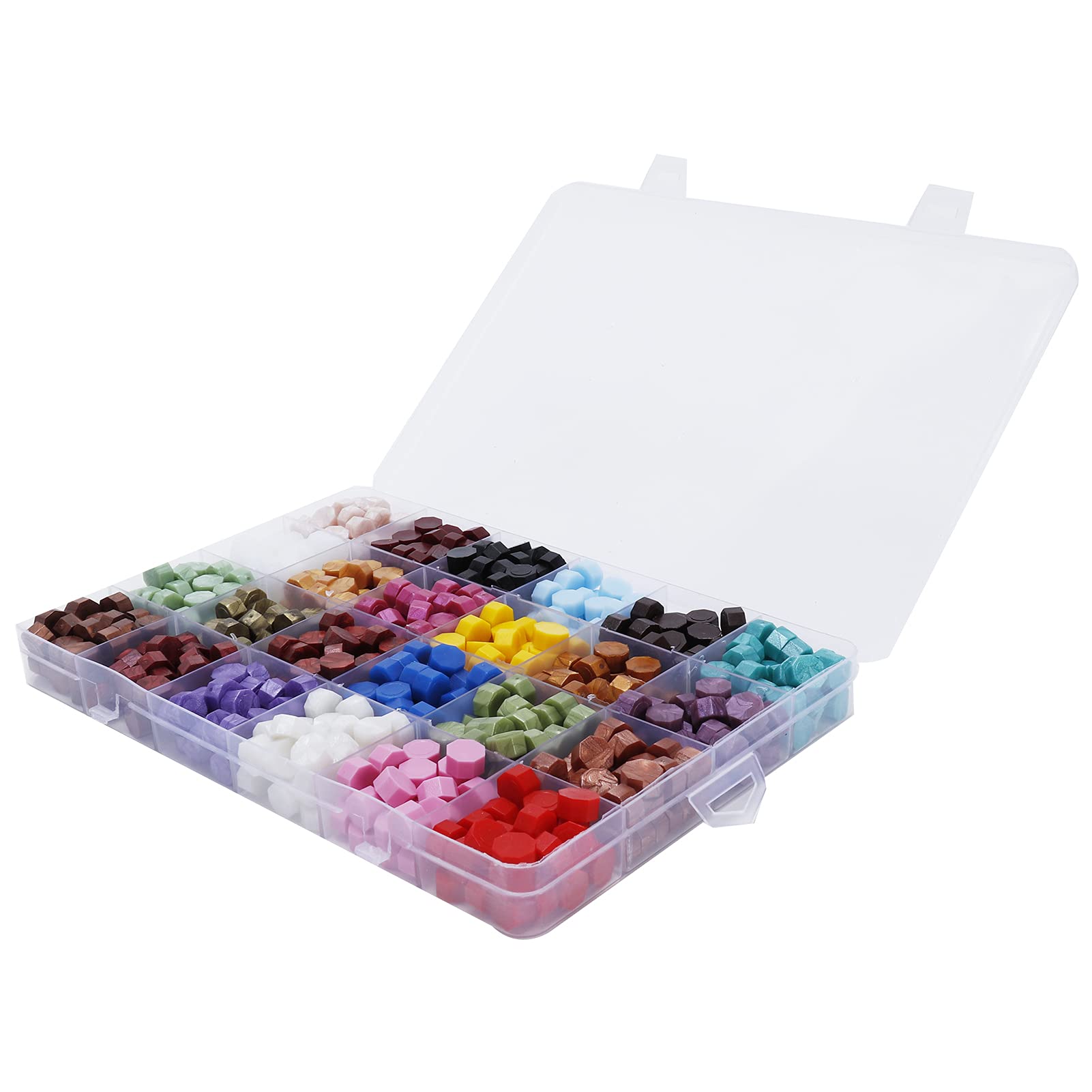 Kit di Perline di Ceralacca da 24 Colori, con Cucchiaio per Sciogliere e Timbro di Cera per Buste Artigianali
