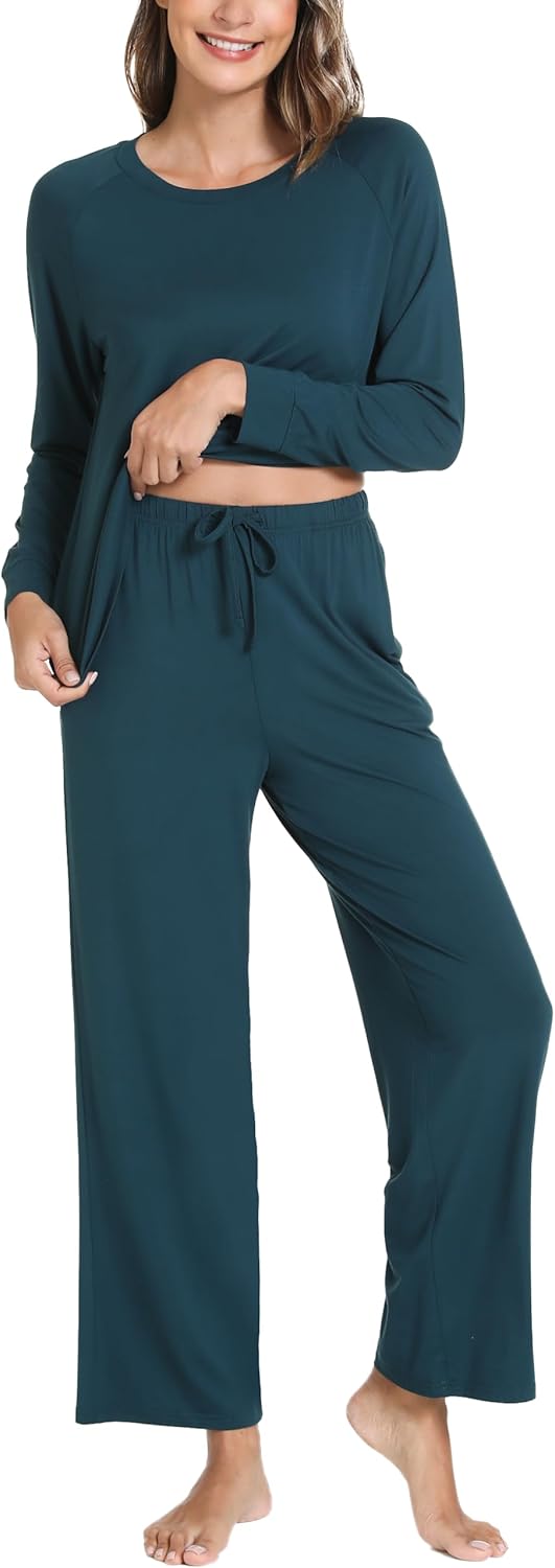 GYS Women's Pajama Sets Long Sleeve Sleepwear Comfy 2 Piece Ladies Pj Sleep Set, Viscose Made from Bamboo