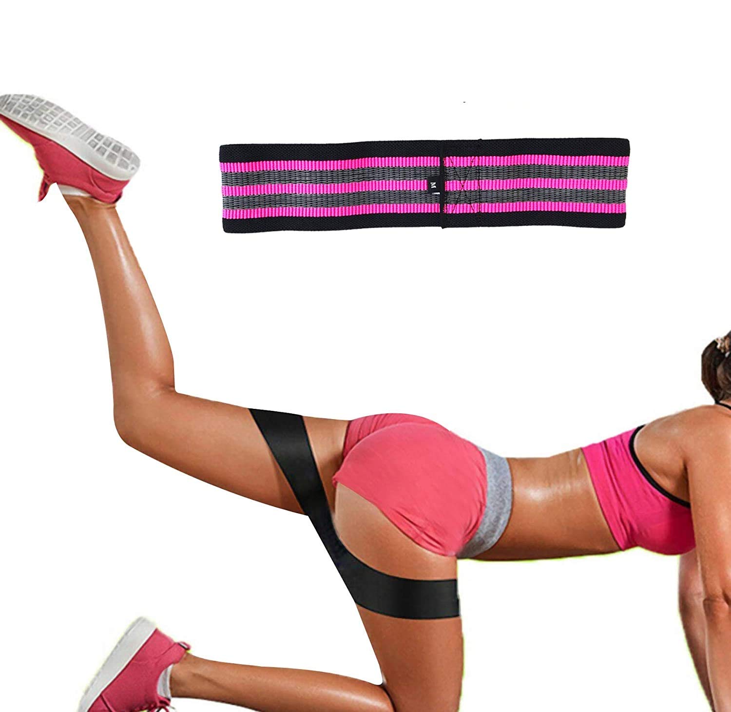 Strong Camel Resistance Loop Exercise Bands Stretch Resistance Band for Strength Training and Physical Therapy (1PC,M-Pink)