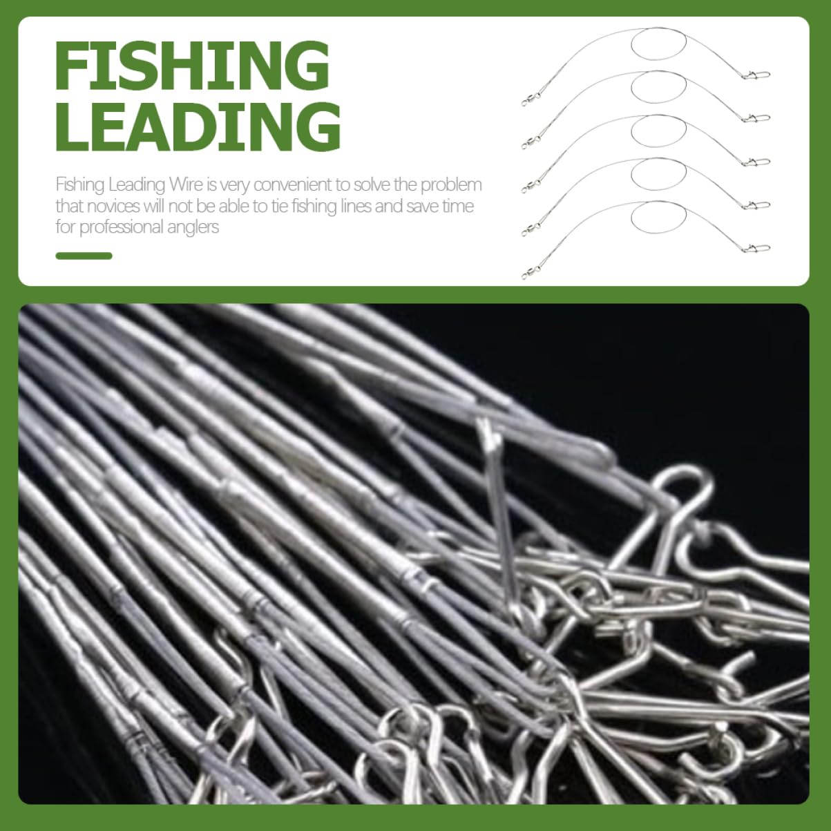 KOMBIUDA 24pcs Stainless Steel Anti-wear Fishing Leader Wire Pin Thin Wire Leader for Fresh/Saltwater Heavy Duty Tackle for Bass Trout Carp Perch