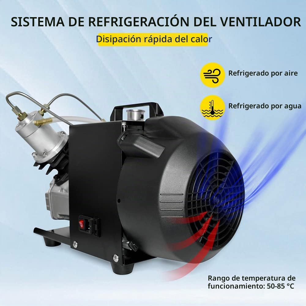 TUXING Compresor de aire PCP 300Bar,Compresor de buceo de doble cilindro,Bomba compresora de aire de alta presión para Paintball Tanque de buceo 220V (TXEDM041)