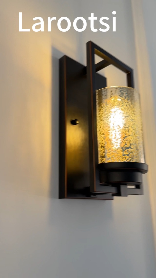 Image of Oil Rubbed Bronze Wall Sconce Wall Lighting 1-E26 Lights Bathroom Mercury Pressed Glass Wall Light Fixtures Indoor Vanity Lights Hallway Bedroom Basement Doorway Use