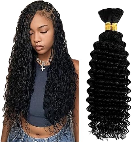 Evaxilc 30 30 Inch Unprocessed No Weft Bulk Braiding Hair For Boho Braids #1B Na