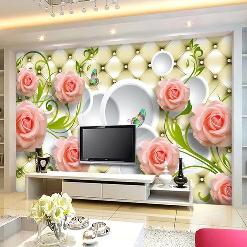 Papier peint fleurs 3D roses autocollant pour masquer les défauts d'un mur