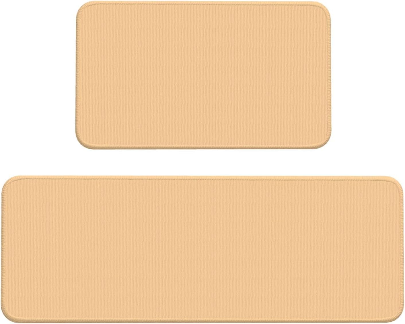 Beige Print Kitchen Rugs Sets of 2 Non Slip Washable, Anti Fatigue Kitchen Mats for Floor, Home Decor