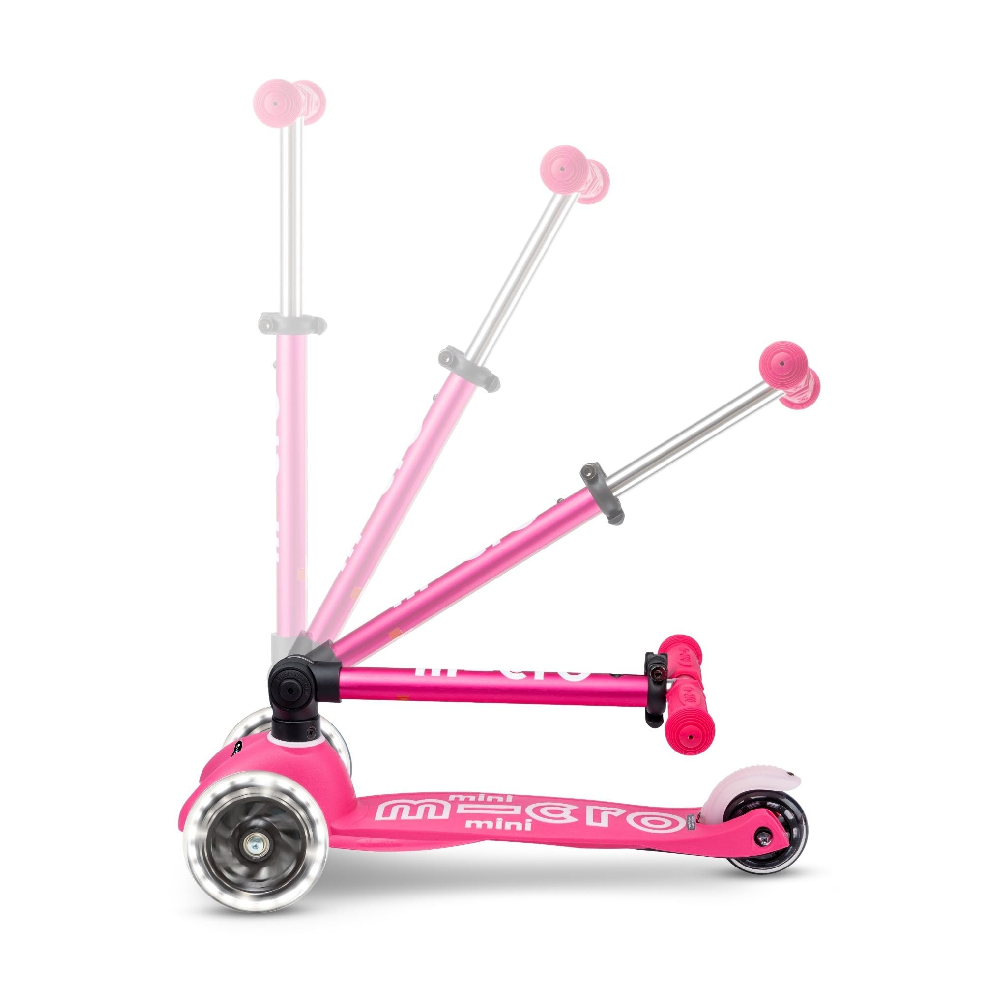 Micro, Mini Micro Deluxe Pliable LED, Trottinette Enfant 3 Roues, 2 à 5 Ans | Direction souple par transfert de poids, Guidon réglable au millimètre, Légère, Roues PU LED à induction, Swiss Design