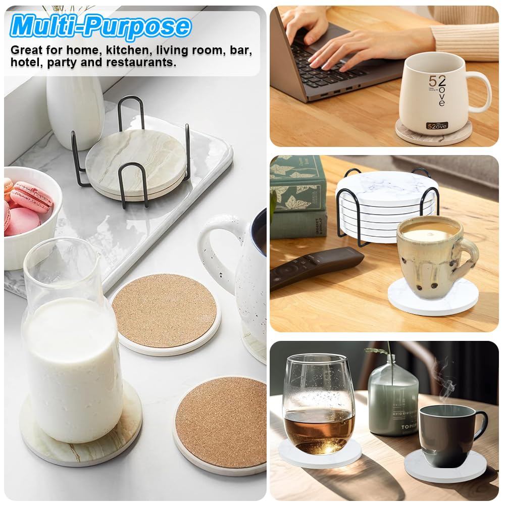 Hoewina Lot De 6 Dessous De Verre Avec Support, Dessous De Verre En