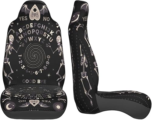 Miniatura 6 de Juego de fundas de asiento de coche de ocultismo gótico con diseño de ouija mágica vintage, juego universal de tela plana para asiento de automóvil,