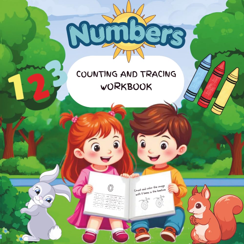 Numbers: 8.5x8.5 Counting, Tracing and Coloring Workbook. Numbers 1-9