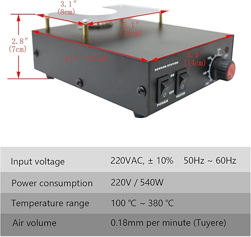 Miniatura 6 de INTBUYING Estación de precalentamiento de la máquina del precalentador 853B 220V AC 540W BGA Estación de retrabajo Mesa de desoldadura Tabla de