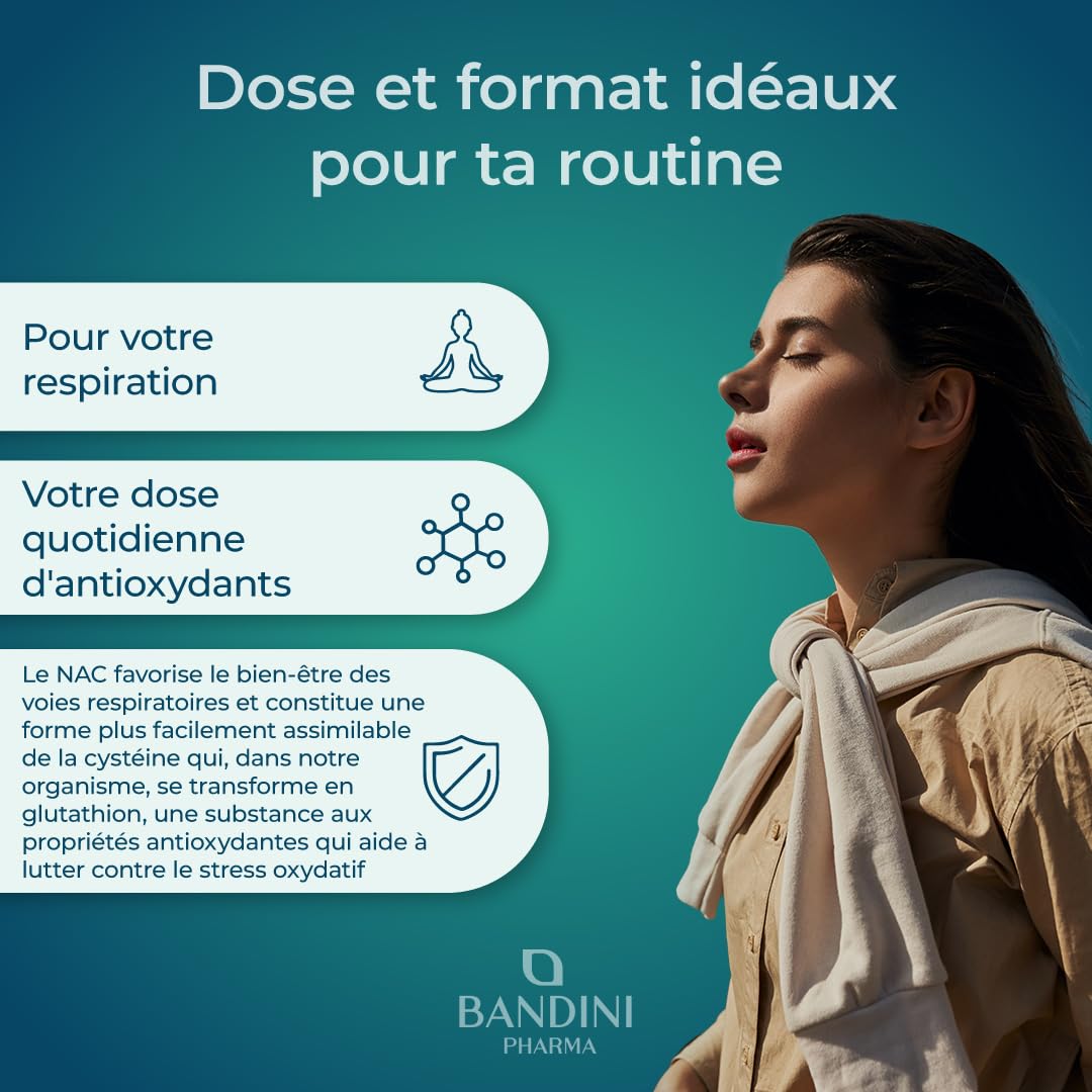 Bandini® NAC 800 mg par capsule | 220 gélules pour +7 mois | N-acétyl-L-cystéine | Haute biodisponibilité et tolérance | Antioxydant Hautement dosé, Qualité supérieure, 100% Végétalien, sans Additifs