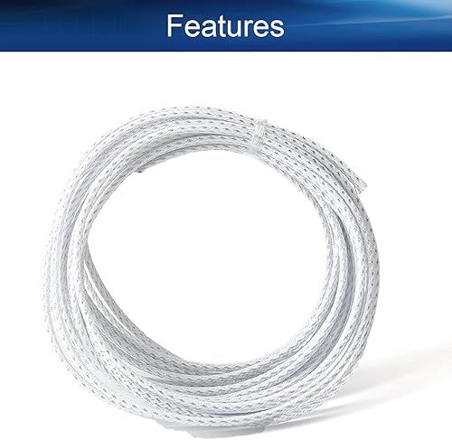 Miniatura 3 de Bettomshin 1 funda de organización de cables de 16.4 pies (16.4 ft), 3/16 pulgadas de ancho, protector de cable PET plateado y blanco, tubo de telar