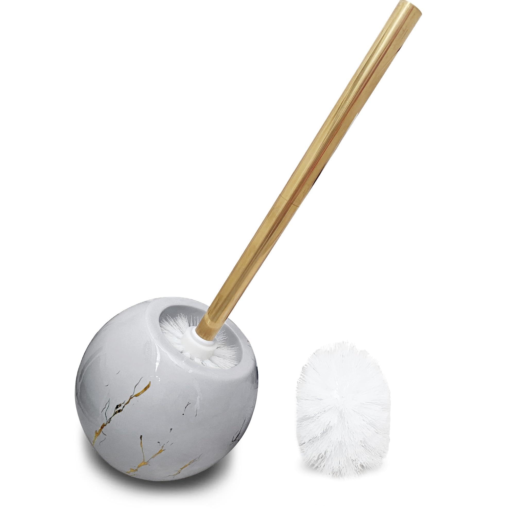 GreyToilet Brush Holder - Marble Toilet Brush - Ceramic Toilet Brush - Toilet Cleaner Brush - Bathroom Accessories - Grey Toilet Brush - White Toilet Brush- Easy Cleaning Toilet Brush (Grey)