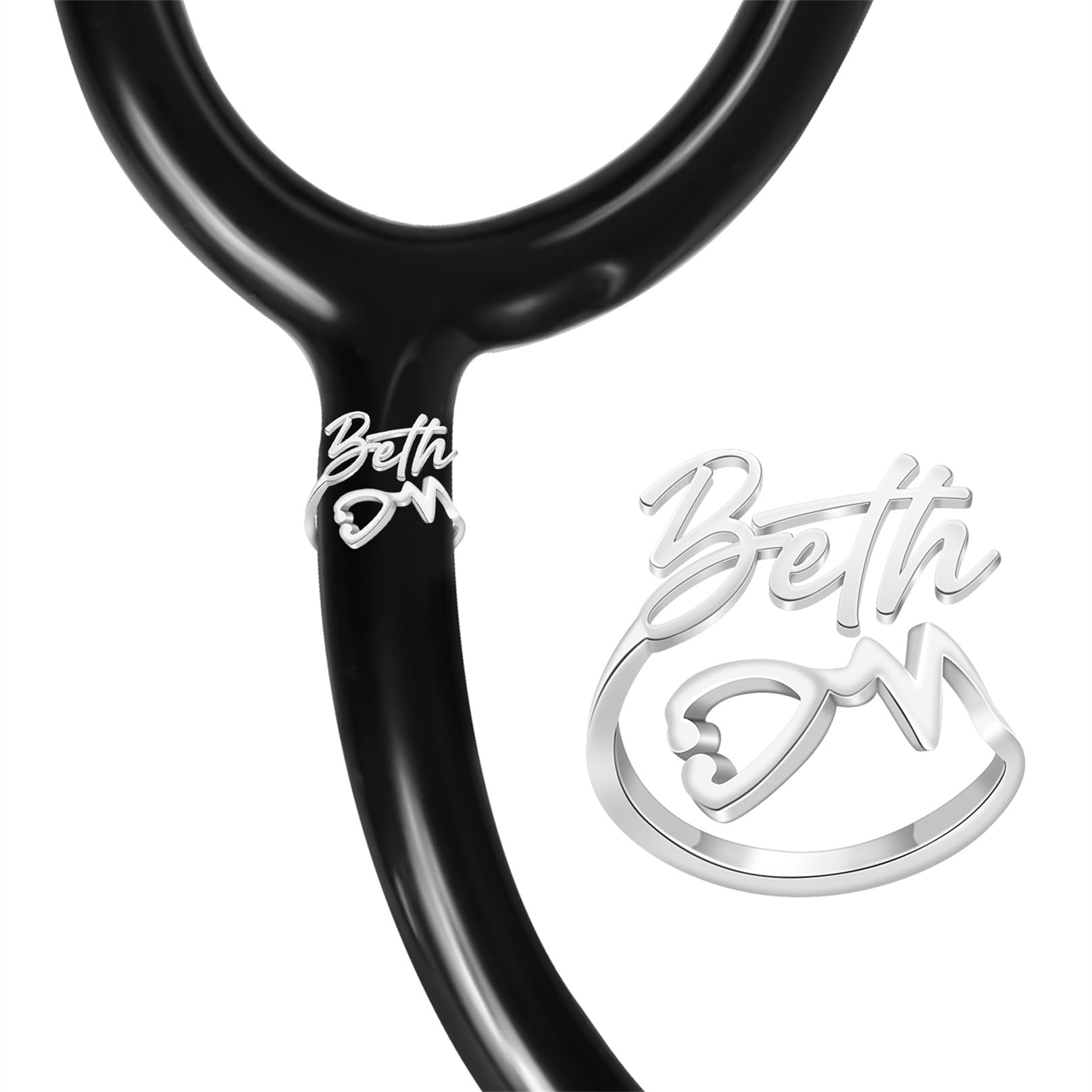 Personalized Stethoscope Name Tags Custom Stethoscope Name Charm Engraved Stethoscope ID Charm Accessories for Nurse Doctor Vet (Style 7)