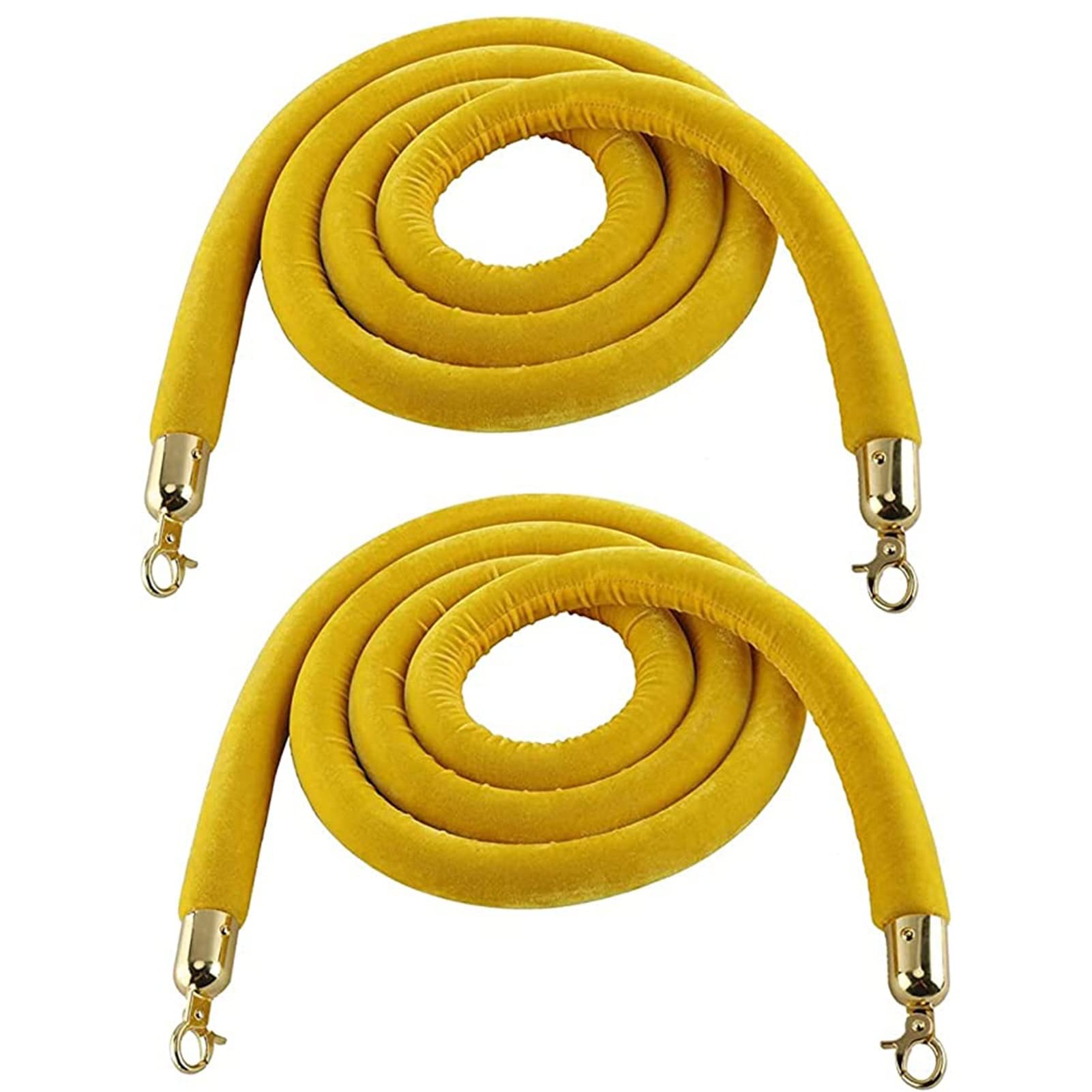 Aioneer Barrier Set - 2 Blue Velvet Rope Stanchions, 1.5M Crowd Control Posts & Hooks For Event Management, Large Gatherings & Safety Barriers 3.3Ft/100Cm-Gelb (B)-3.3ft/100cm