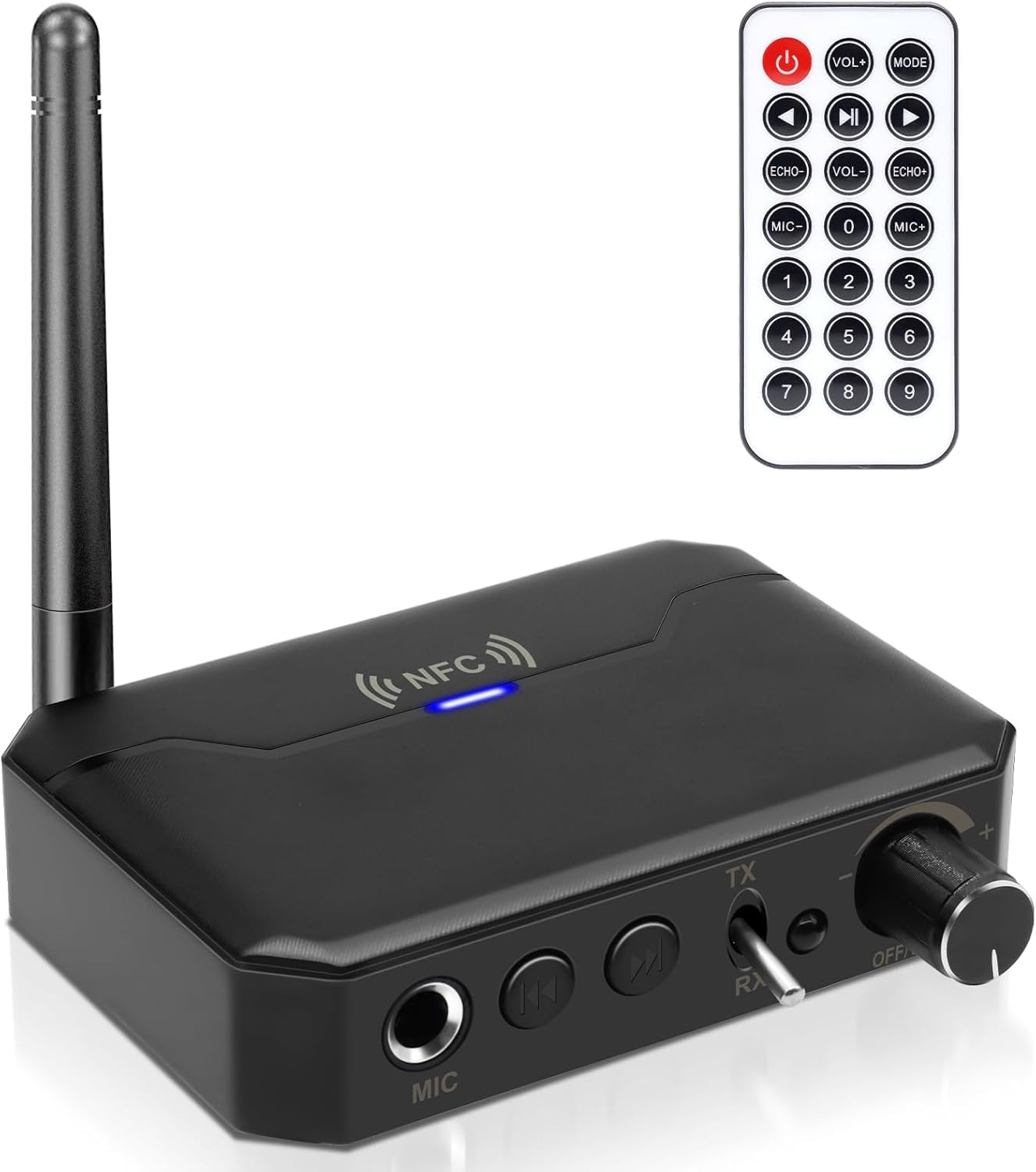 Bluetooth Transmitter Receiver, 2-in-1 Bluetooth 5.3 Audio Adapter for TV PC to 2 Wireless Headphones, TF Card Plug Play, 3.5 mm AUX RCA for TV/PC/Car/MP3/CD Player/Speaker/Handset, Support NFC-image-30