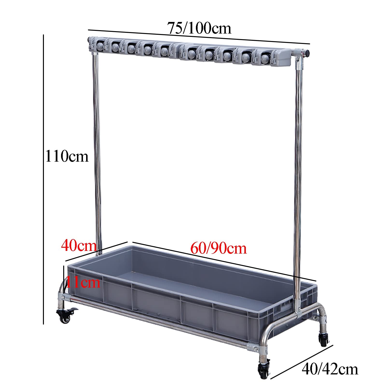 Praktischer Ständer Für Besen Und Mopps, Beweglicher Besen- Und Mopphalter, Reinigungswagen Mit Turm, Mopphalter, Schirmständer, Halterung Für Nasse Mopps, Beweglicher Ge,5slots
