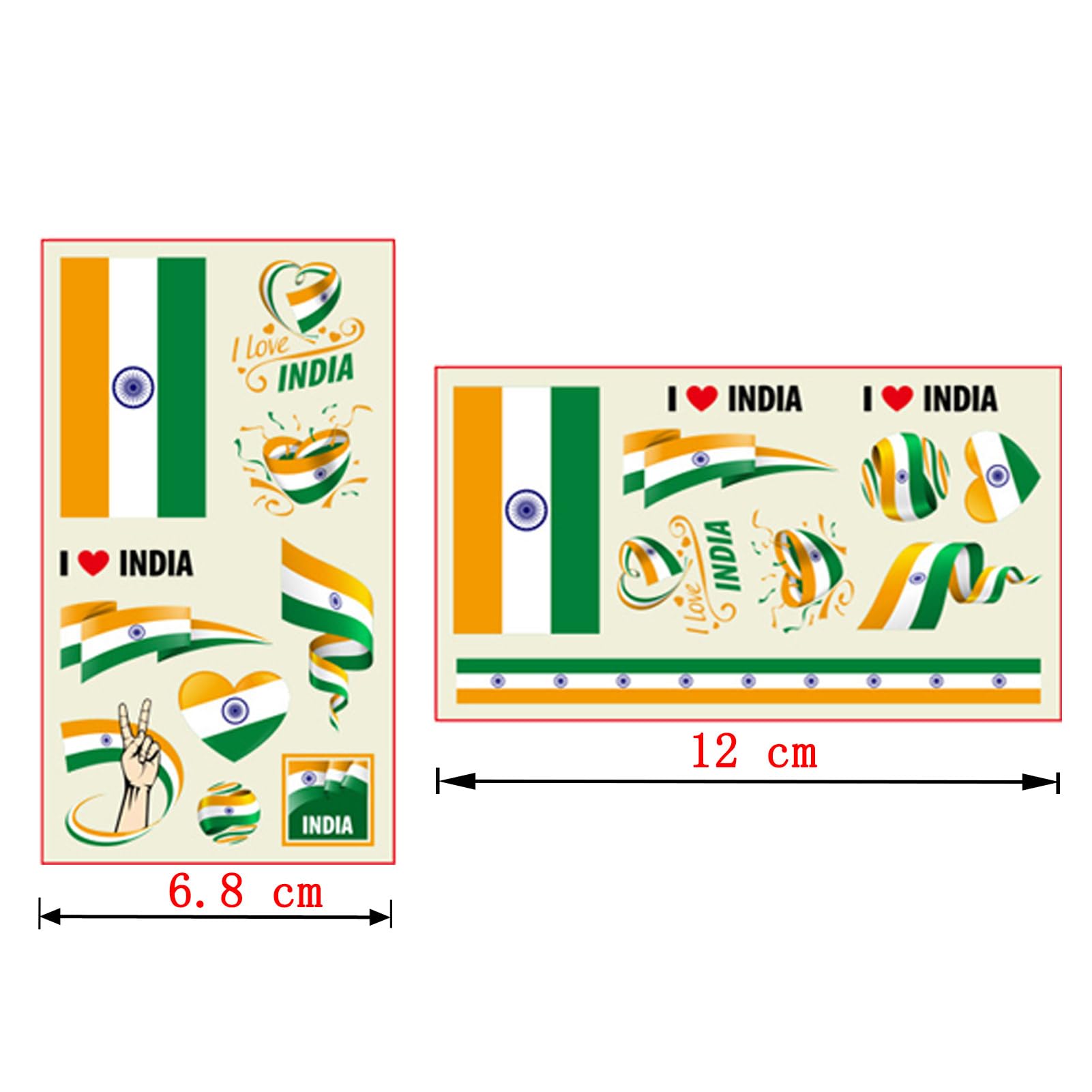 Autousa 30x Temporary Tattoos of Indian Flag for International Competitions 2024 European Championship Football World Cup Face Waterproof Flags Stickers (30 Sheets) - Image 2