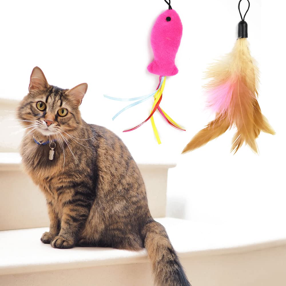 6 Pcs Cat Toy Teaser Wand Replacement Head Feather Fish Shape Cat Toy Feather Stick Wand Replacement Head Feather Replacement Cat Catcher Toy for Cat Toy Replacement - Image 2