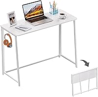 WOHOMO 39.4" Folding Desk - Space-Saving Small Writing Desk, Foldable Laptop Table for Home Office, RVs & Small Spaces, Easy Assembly, White