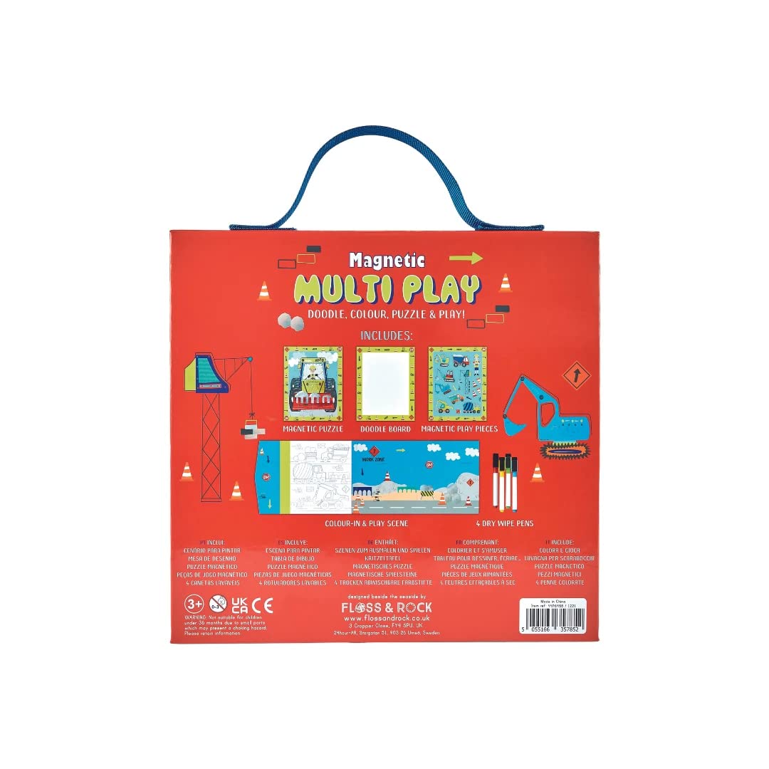 Magnetyczny zestaw 20 elementów z motywem budowlanym, puzzle magnetyczne, plansza do gryzmoli, elementy magnetyczne i kolorowanka do gry, w tym edukacyjna gra klasyfikacyjna