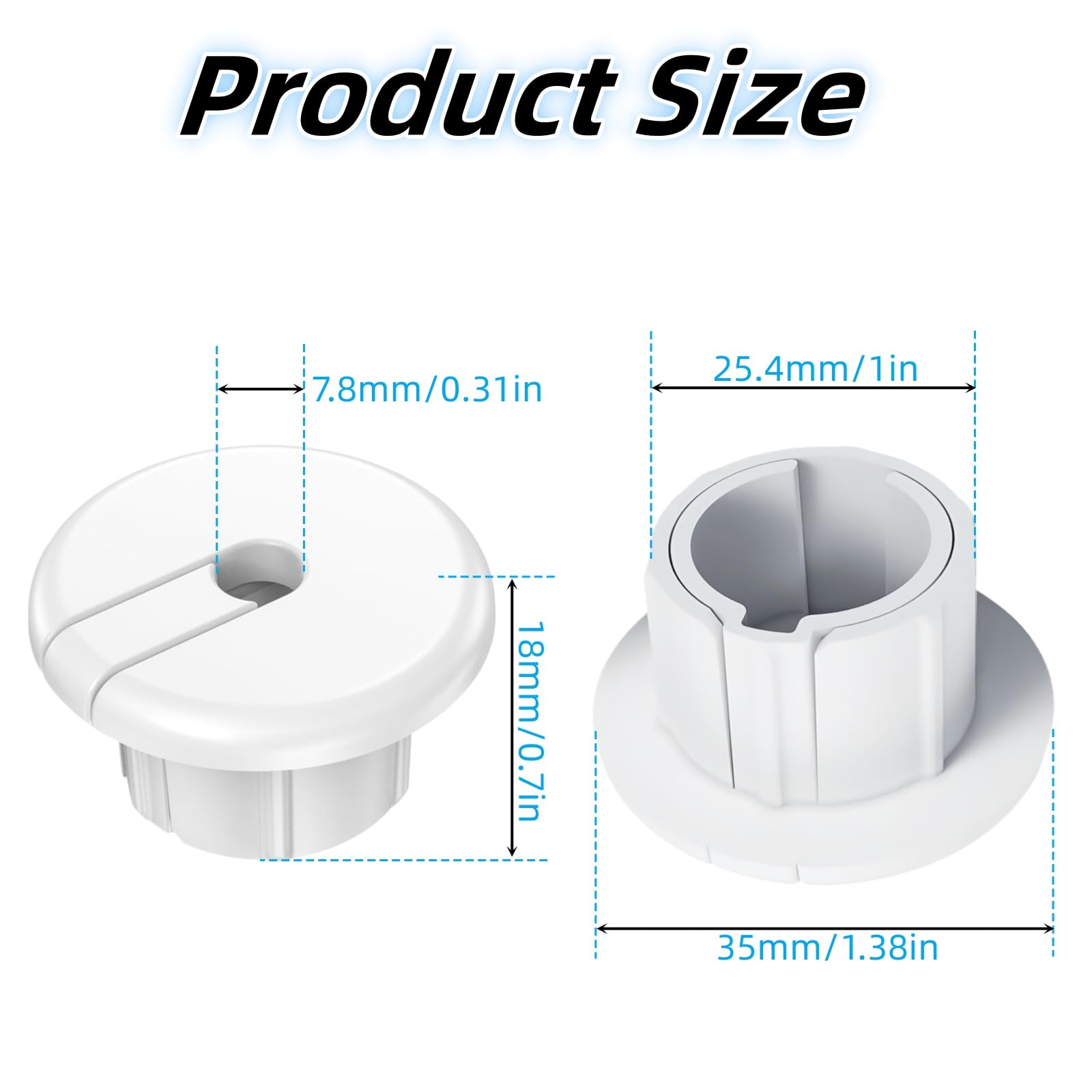 Rayibuir Wall Bushing for Starlink Dishy Ethernet Cable 1-Inch Wall Grommets for Starlink Cable Feed-Through Cable Bushings for Starlink Cable Grommet and Furniture Wire Holes (2 Pack - Image 2