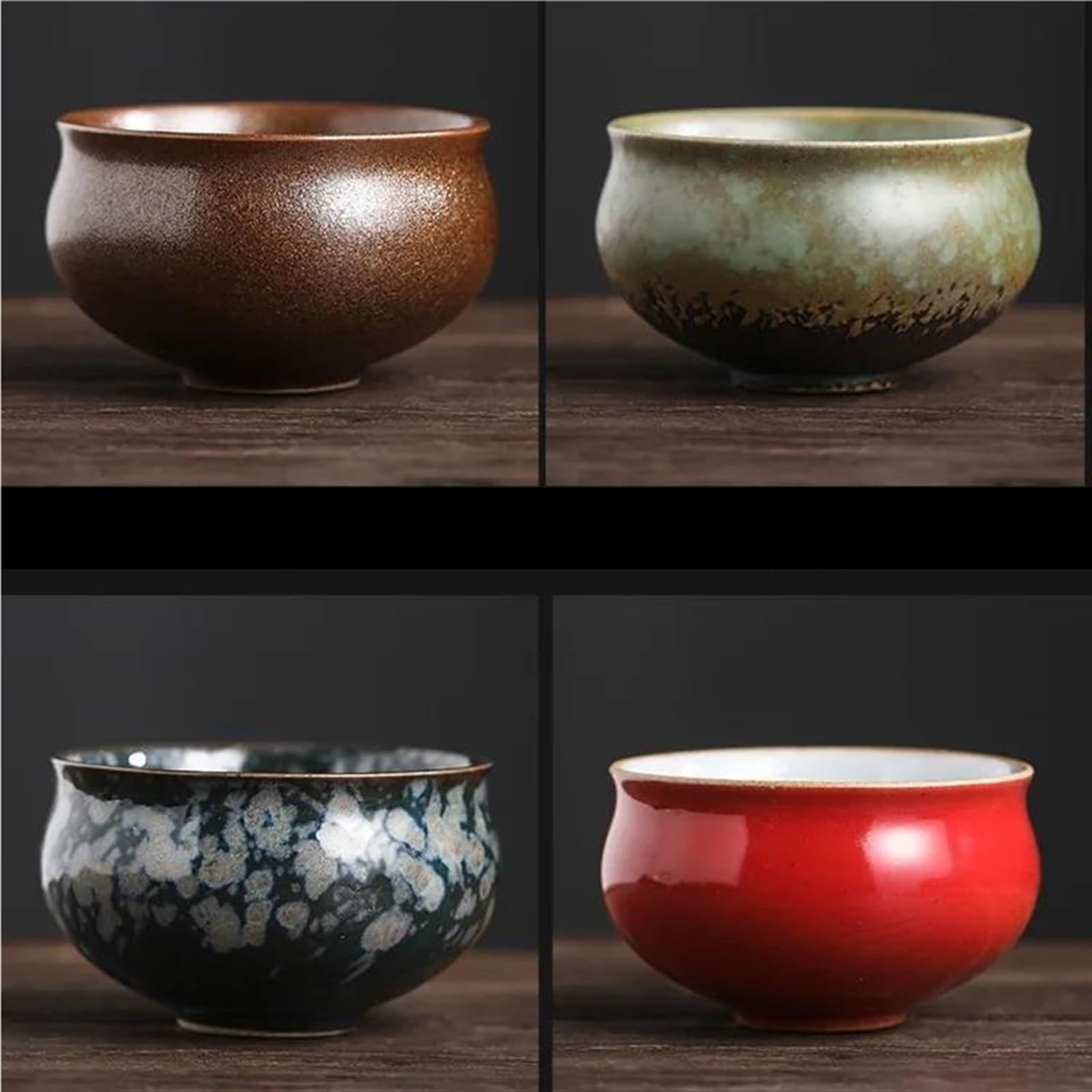 Teeservices Grobe Keramik Fünf-Elemente-Tassen Keramik-Teetassen-Set Kung-Fu-Teeservice Kiln-Transformations-Teetasse Retro-chinesische Teeschale Geschenkbox Reise-Teeservice