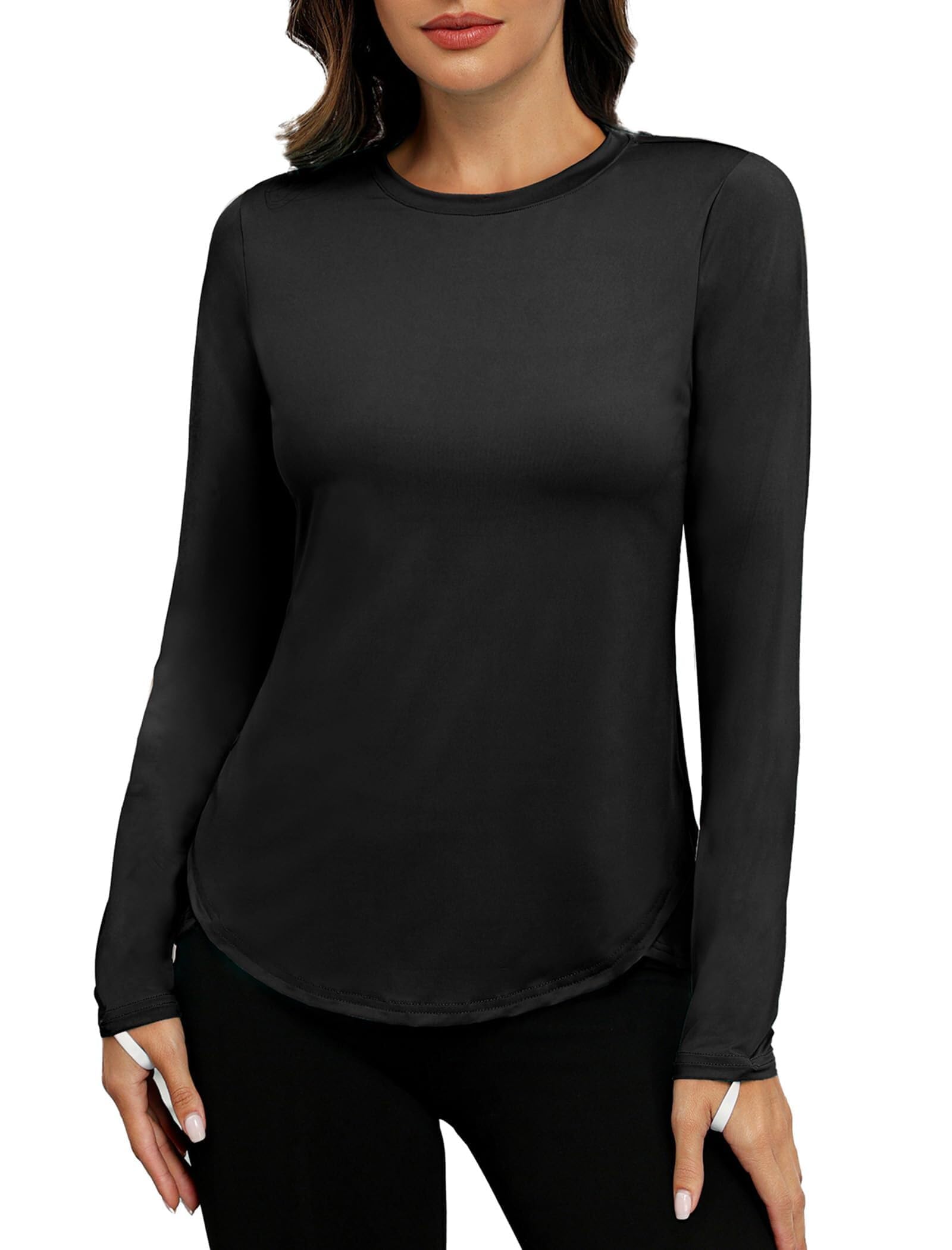 PINSPARK Sport Oberteile Damen UV Shirt UPF 50+ Sport Tshirt Sommer Atmungsaktiv Uv-Schutz Shirt Schnelltrocknend Funktionsshirt Outdoor Laufen Trekking Wanderoberteile Schwarz XXL