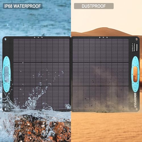 Image of SOKIOVOLA 100W Portable Solar Panel for Power Station,ETFE Portable Foldable Solar Charger NextGen 25% High Conversion IP68 Waterproof Solar Panel for Camping Outdoor RV Blackout