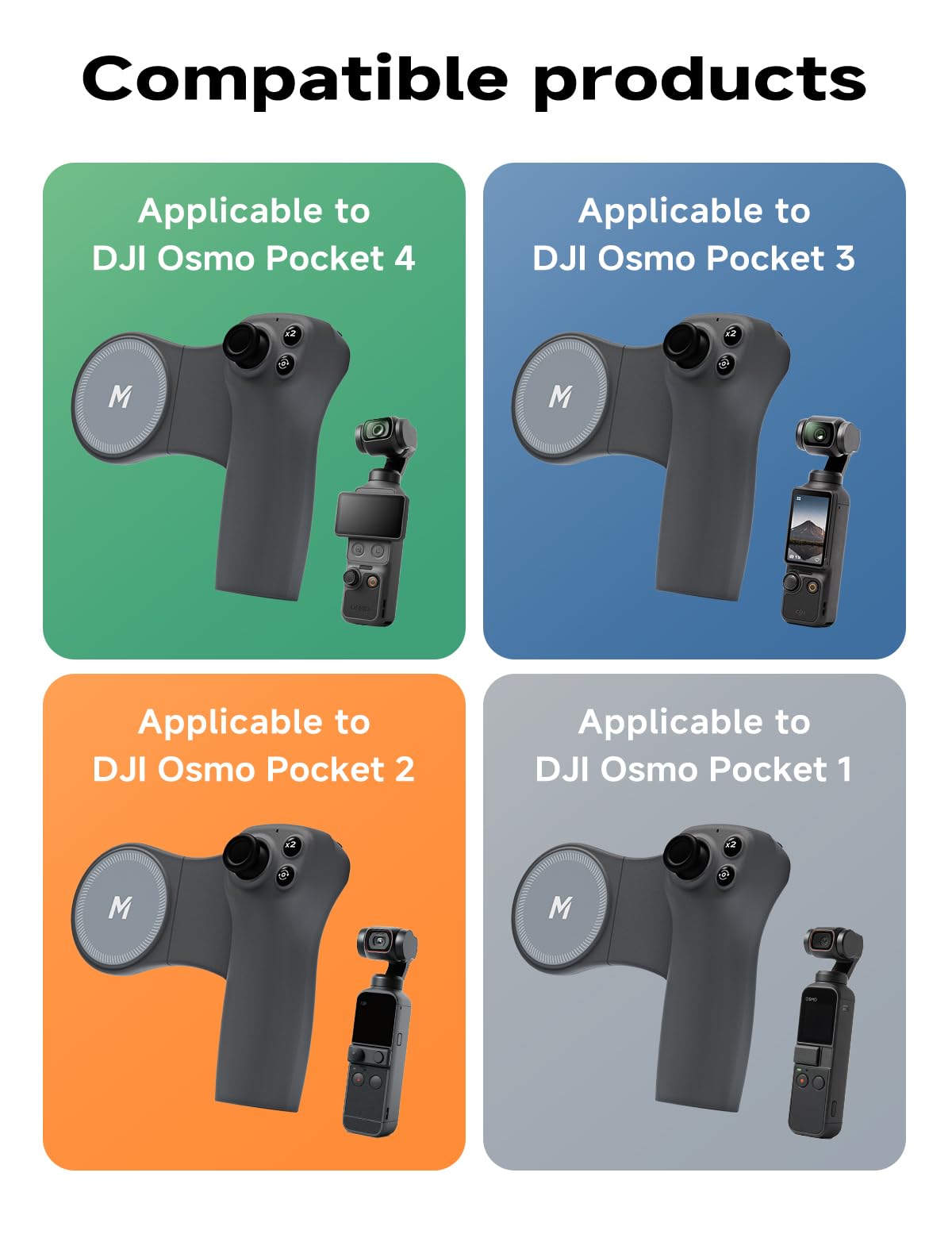 MOVMAX Pocket Controller mit Aufbewahrungstasche für DJI Osmo Pocket 4/3/2, kabellose Bluetooth-Fernbedienung mit Hall-Joystick, MagSafe-Handyhalterung und schützender Tragetasche