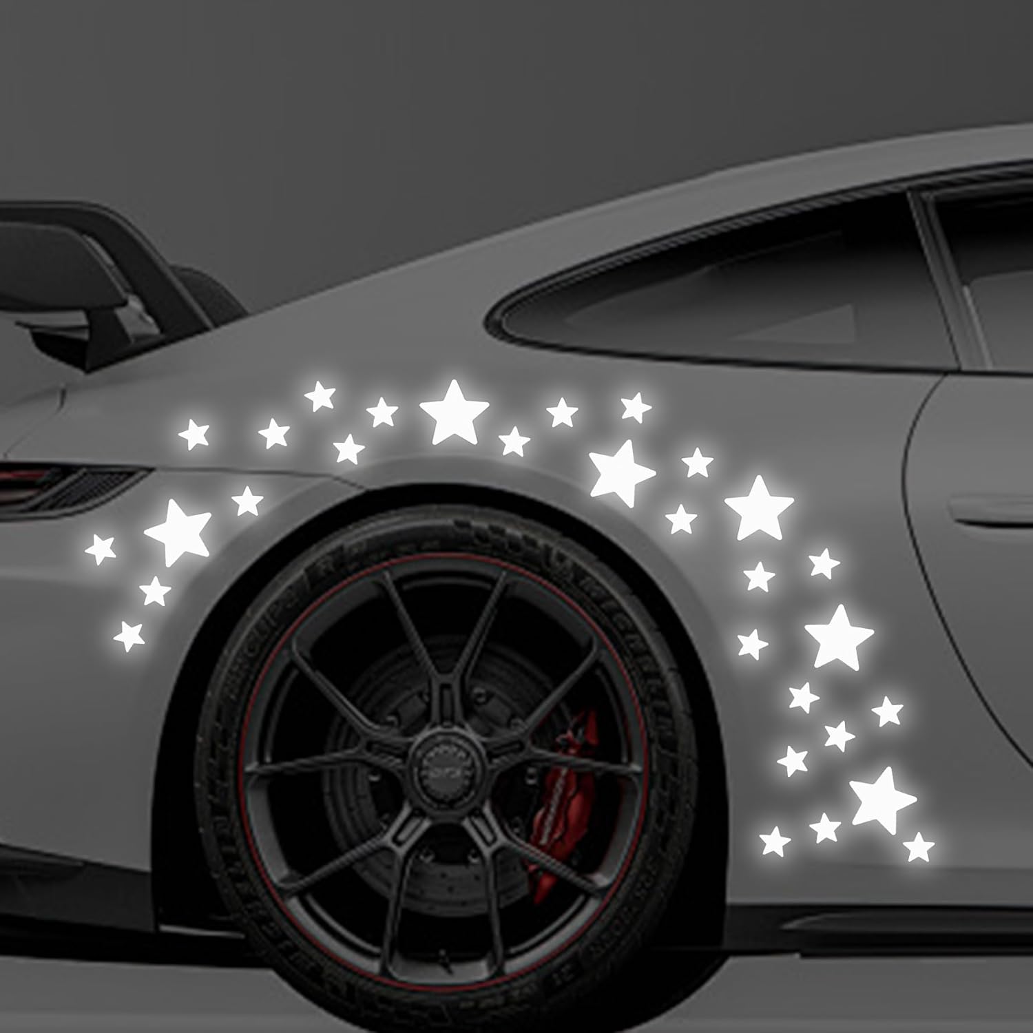 30pcs Star Vinyl Decal for Cars, High Intensity Reflective DIY Stickers for Window Bumper Mirror Laptop Decals Waterproof Night Safety Sign Car Stickers (White)