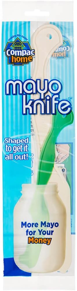 Compac Mayo Knife & Jar Scraper Spreader - Plastic Knife Spatula for Scraping Mayonnaise Jars and Spreading Condiments Easily with Little Mess, Helpful Kitchen Gadgets and Accessories, 1 Piece