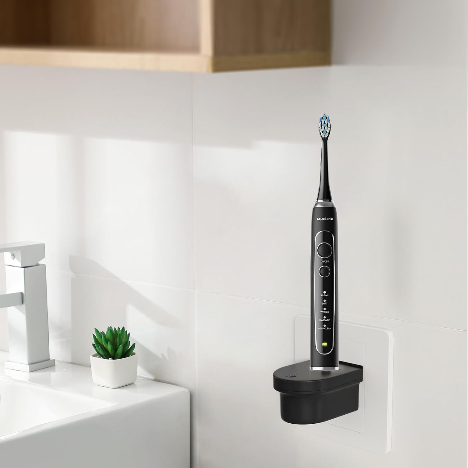 Replacement Charger Base Compatible with AquaSonic Black Series Vibe Series Electric Toothbrush Waterproof Battery Charging Stand Power Adapter (Wireless+Black)