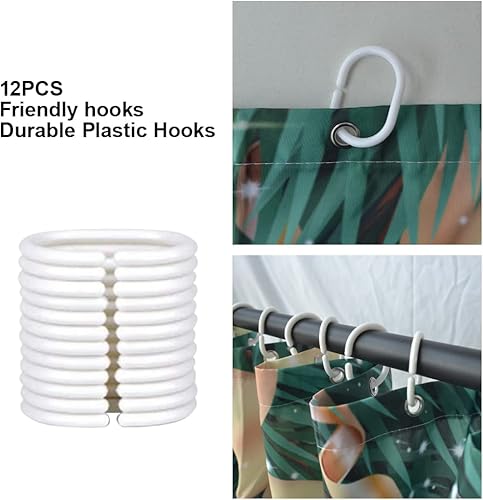 Miniatura 5 de Cortina de ducha de Navidad para baño cortinas de baño de hoja de pino verde cortina de baño de muñeco de nieve con campanas doradas decoración de