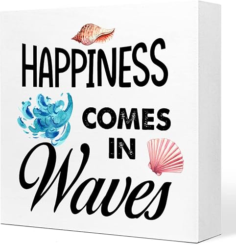 Divertida decoración de verano, letreros de madera con temática de playa, decoración de escritorio de verano, letrero de caja de madera con texto en