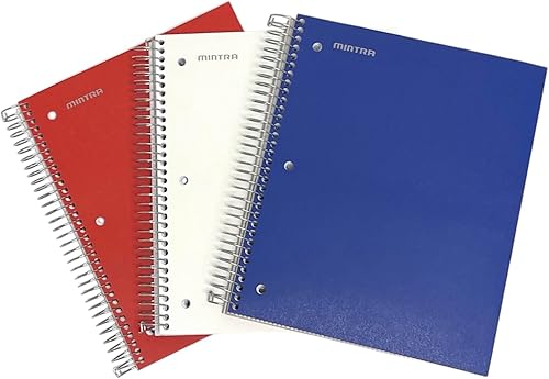 Miniatura 9 de Mintra Office Cuadernos de espiral duraderos, paquete de 3 materias (lavanda, salmón, salvia, rayado universitario) Lavanda/Salmón/Sage College