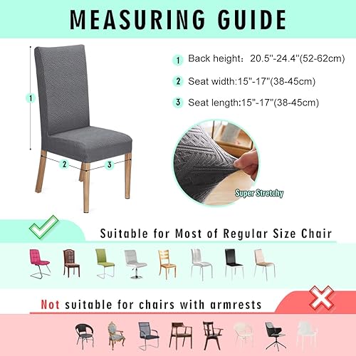 Miniatura 5 de Juego de 4 fundas para sillas de comedor fundas elásticas para sillas Parsons extraíbles y lavables protectores para sillas de cocina para comedor