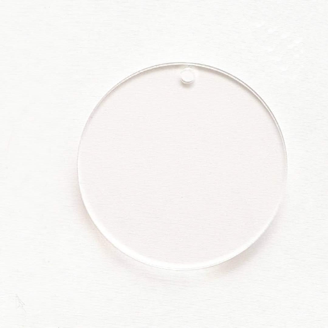 100 Pieces 2'' Diameter Clear Transparent Acrylic Keychain Blanks Discs Circles Hole Precut with Protective Paper 1/8" Thick