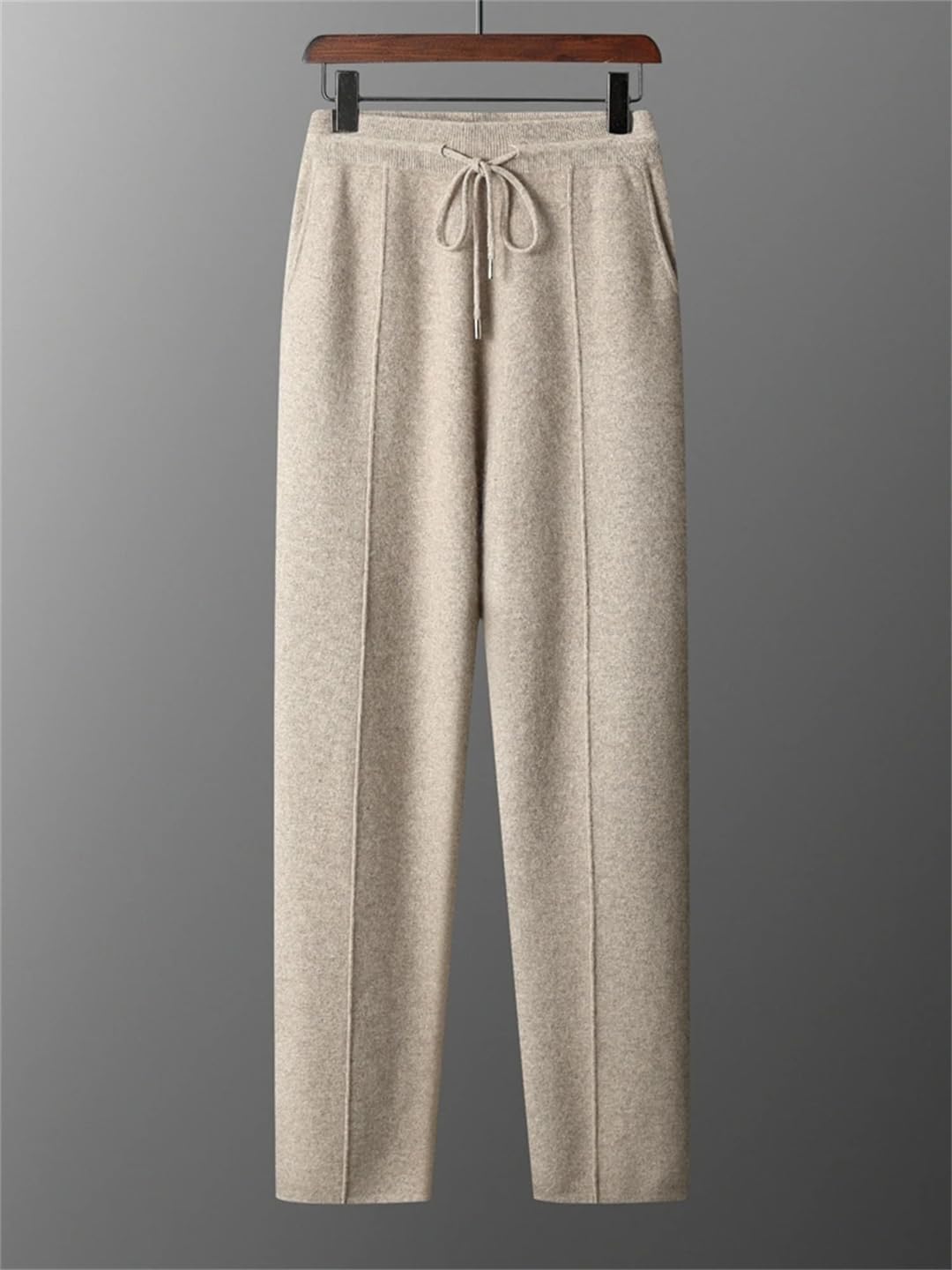 Men’S Cashmere Pencil Pants Business Casual Knit Elastic Waist Basics Trousers