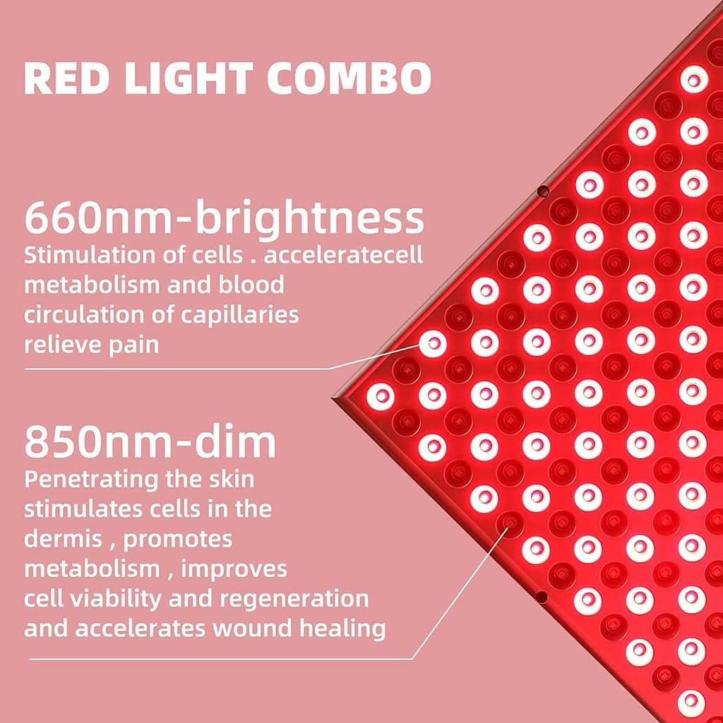 Deep Red 660nm e Infrarrojo Cercano 850nm Dispositivo de Terapia de Luz de 225 LED, Lámpara de Fisioterapia 45W, Panel de la Lámpara de Calor para Cara, Cuerpo, Instrumento de Fotobiomodulación
