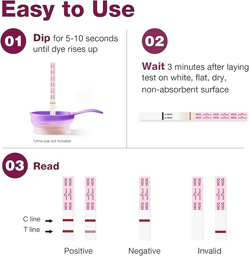 Miniatura 7 de Kit de tiras de prueba de embarazo Easy@Home: paquete de 10 tiras de prueba hCG - tiras de prueba de embarazo para el hogar de detección temprana al