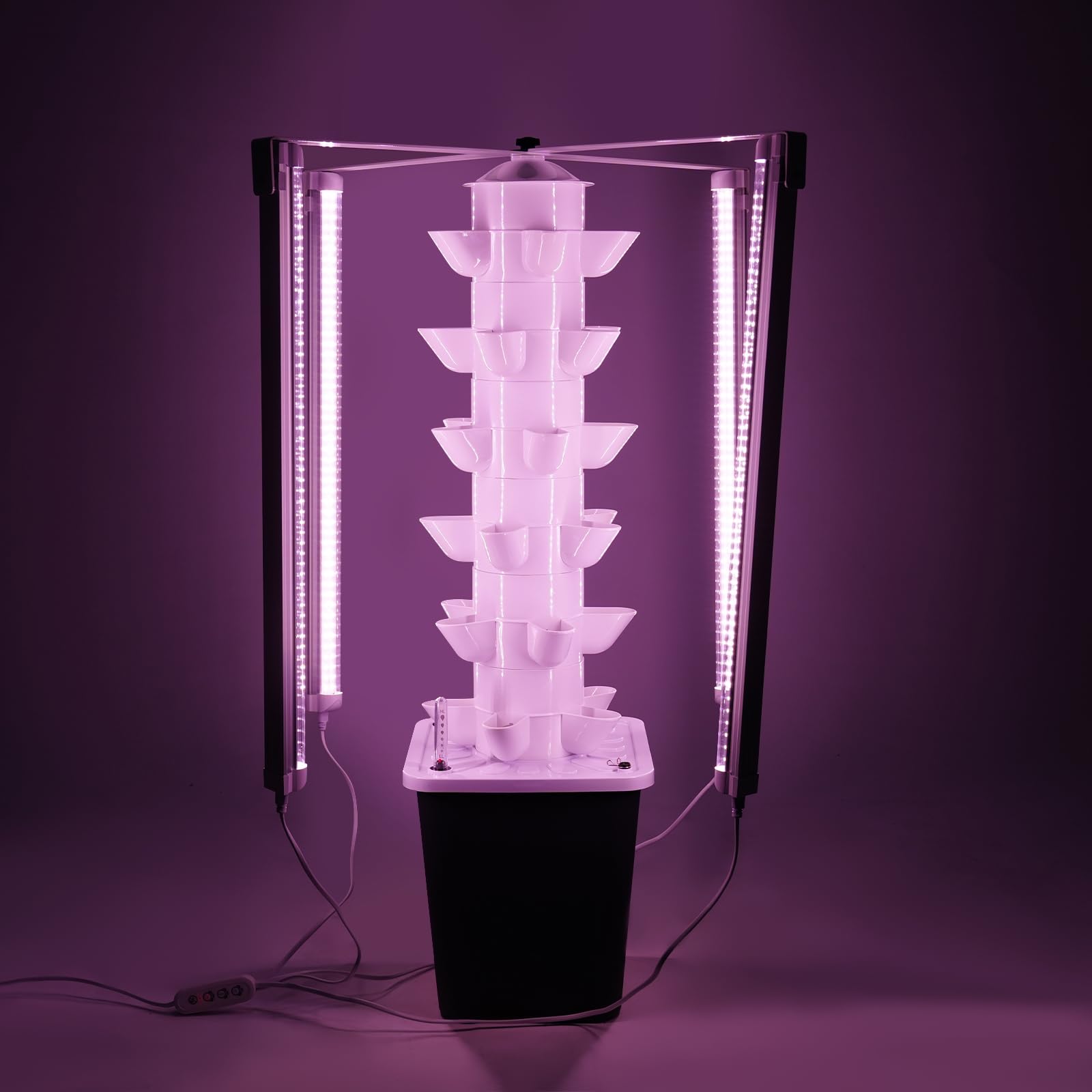 Kit de cultivo hidropónico para torre de 6 pisos, 30 agujeros, sistema de cultivo sin tierra, torre hidropónica vertical con luz LED y depósito de agua, torre de plantación hidropónica para