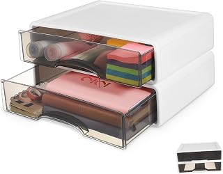 ABOOFAN 2 piezas Organizador de Escritorio con Caja Grande de Plástico Blanco Minimalista para Maquillaje Oficina y Manualidades Almacenamiento Versátil y Duradero