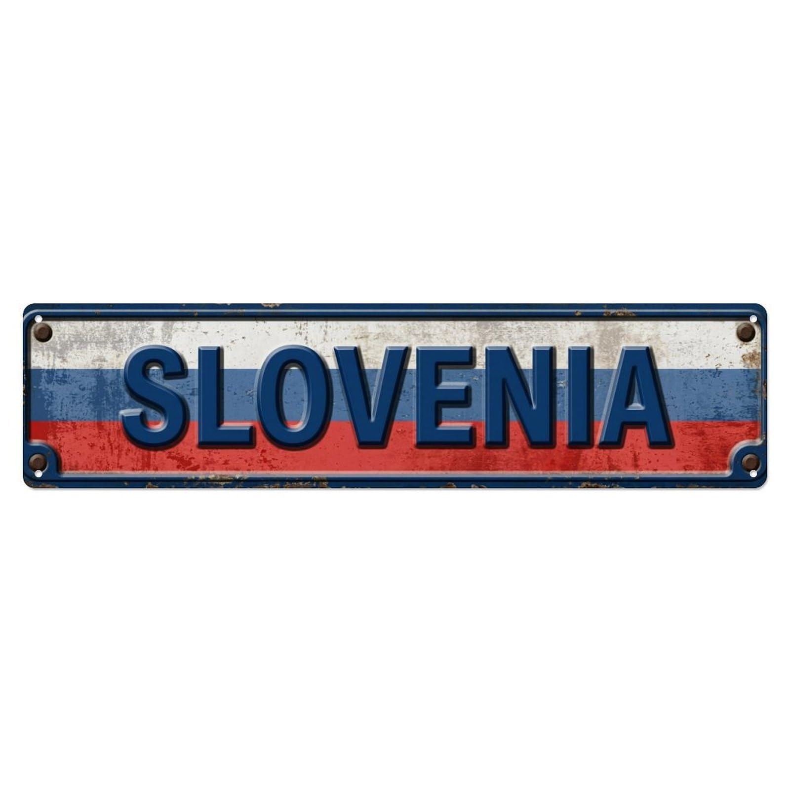 Vintage Slovenia Flag Pattern Metal Tin Sign