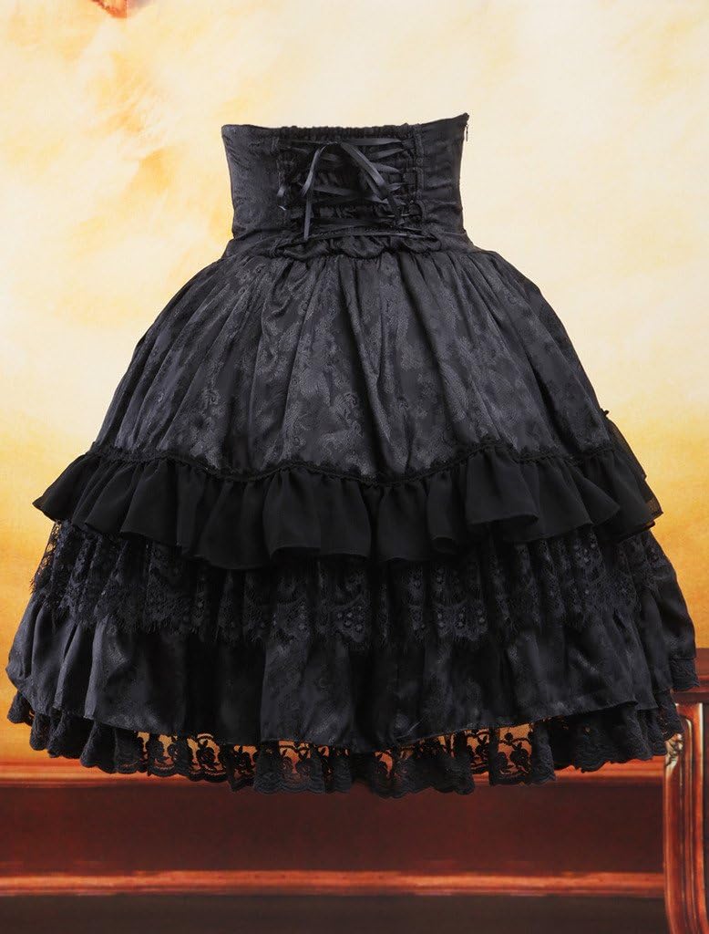 Hugme Gothic Style Black Ruffles Jacquard Lolita Skirts