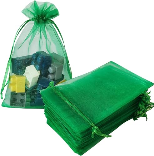 Miniatura 7 de 100 bolsas de organza de regalo de 5 x 7 pulgadas, con cordones dorados, bolsa de tela transparente para joyas, baby shower, Navidad, fiestas,